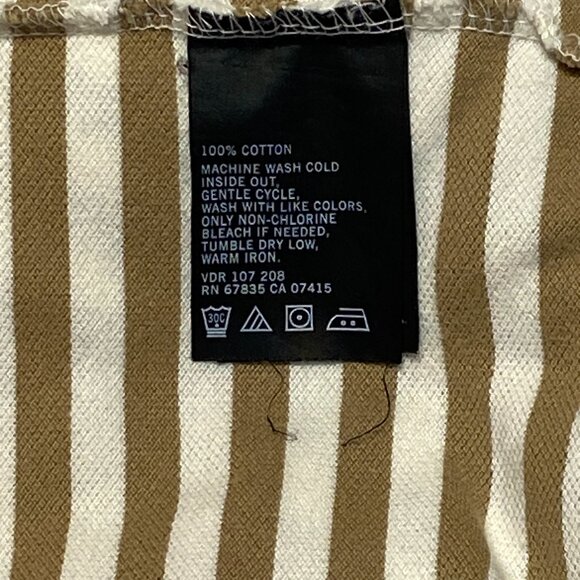 Nautica Short Sleeve Horizonal Stripe Striped Bands 2 Button Polo Shirt Gold L - Picture 11 of 11
